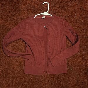 GAP Women's Burgundy Ribbed Cardigan NWOT